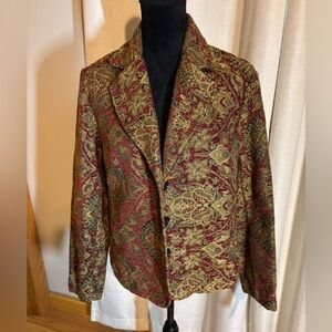 Portrait Red and Gold Paisley Blazer